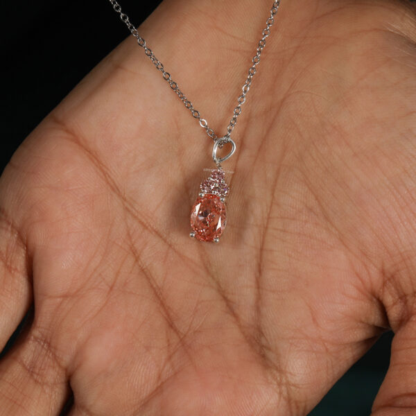 Exquisite Pink Teardrop Pendant - Image 6