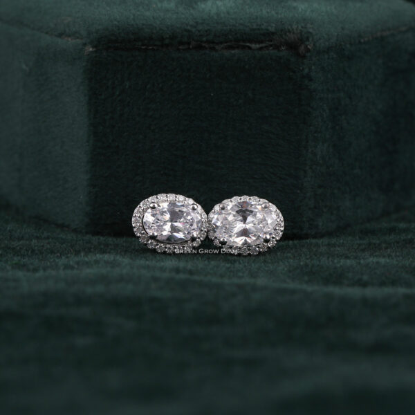 Diamond Oval Hoop Earrings for Women - Image 6