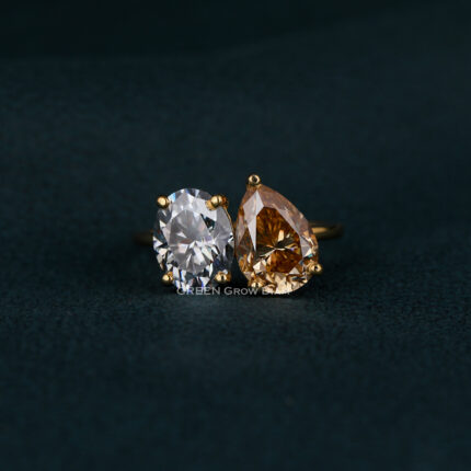 oval and pear cut lab diamond ring