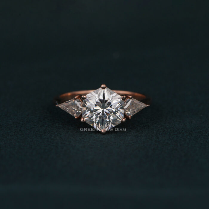 hexagon lab diamond ring